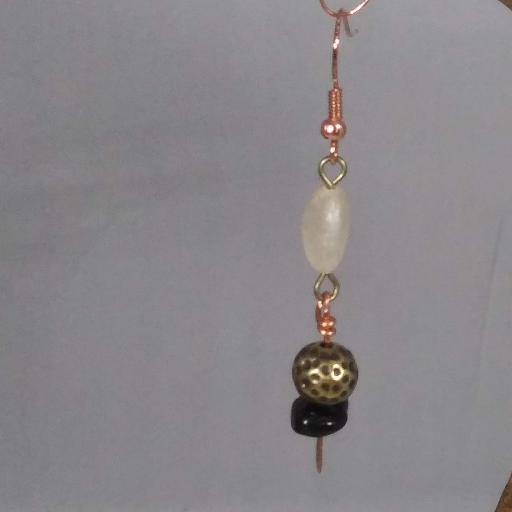 Handmade Stone & Bead Drop Earrings NWT
